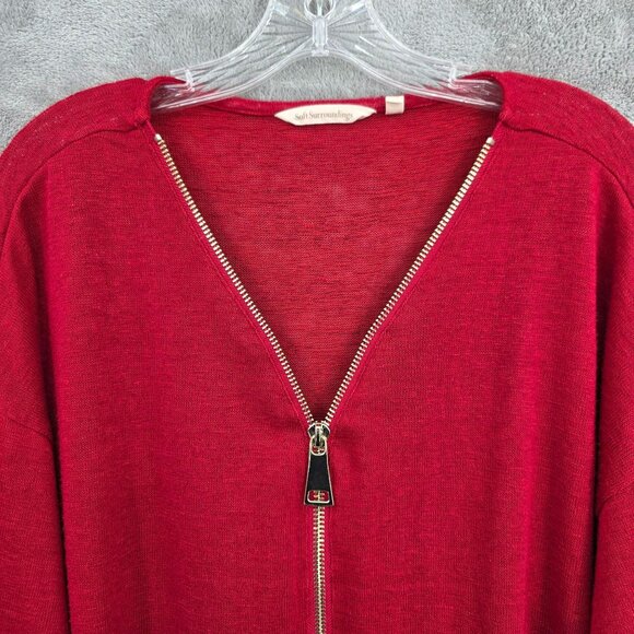 Soft Surroundings Valentina Zip Sweater Top 2X Sangria Red Slub Jersey Knit Soft - Picture 4 of 10